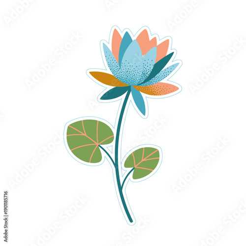 Abstract Lotus Flower Illustration with Geometric Style and Vibrant Colors