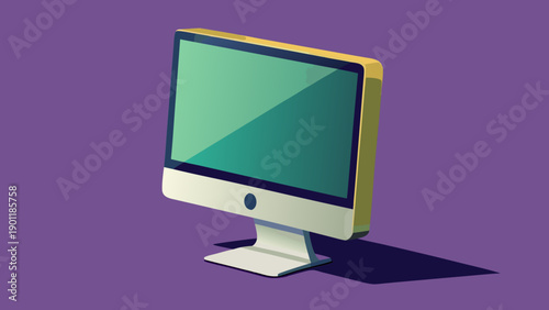 Isolated modern computer monitor on a purple background with subtle shadow effect. isolated on white background, Vector