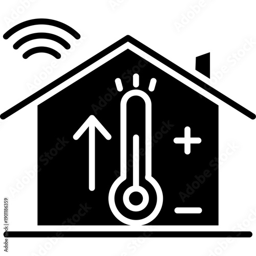 House with temperature control symbol Icon