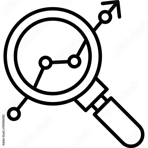Magnifying glass with chart arrow Icon