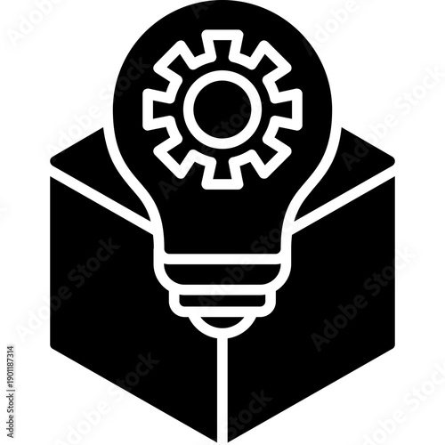 Box with gear and bulb Icon