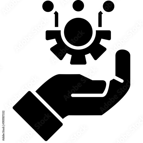Hand holding connected gear Icon