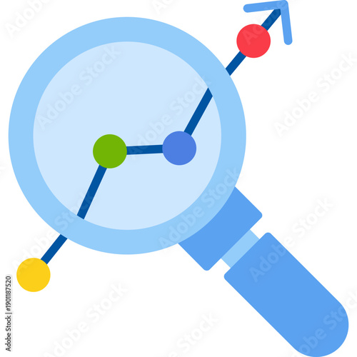 Magnifying glass with chart arrow Icon