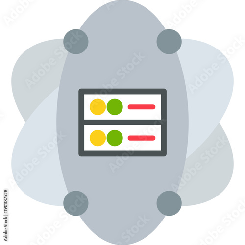 Connected data nodes network Icon