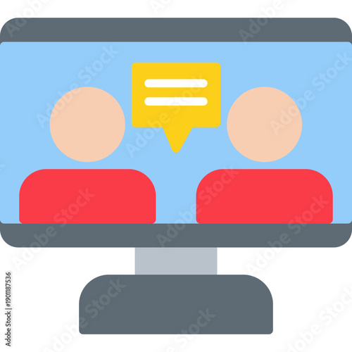Monitor with people and chat Icon