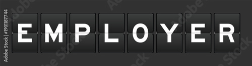 Black color analog flip board with word employer on gray background