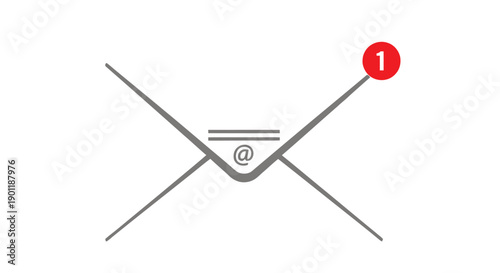 Simple envelope icon with a red notification badge indicating one unread message