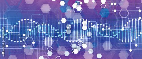 Scientific or medica background, DNA strands, connected neural web