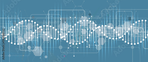 Scientific or medica background, DNA strands, connected neural web