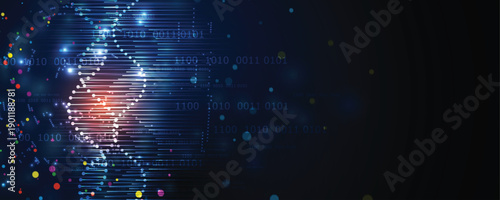 Scientific or medica background, DNA strands, connected neural web