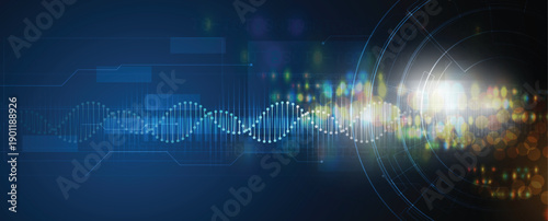 Scientific or medica background, DNA strands, connected neural web