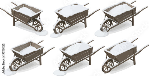 snow filled wheelbarrow garden scene