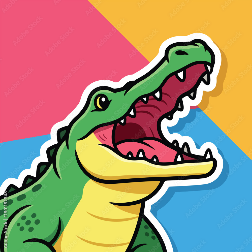 Fototapeta premium Cartoon Crocodile with Open Mouth and Sharp Teeth.