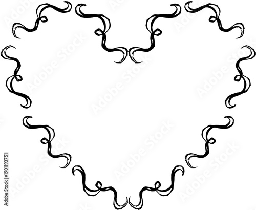 Decorative heart shaped border with artistic sketch lines