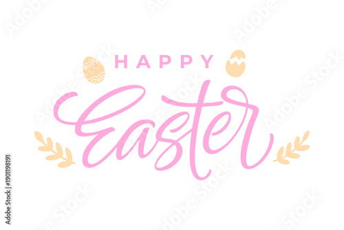 Happy Easter hand lettering. Festive graphic templates for Easter holiday