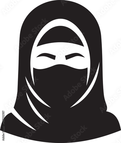 Illustration of a woman wearing a hijab and niqab from a frontal viewpoint