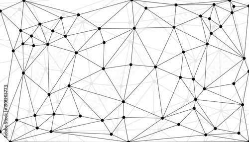 Dynamic abstract network mesh background with colorful connected nodes and geometric lines representing digital communication, big data connections, and futuristic technology structure design.