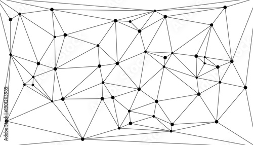 Dynamic abstract network mesh background with colorful connected nodes and geometric lines representing digital communication, big data connections, and futuristic technology structure design.