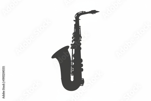 Saxophone Silhouette: A sleek, grayscale silhouette of a saxophone stands as a symbol of music, art, and expression.