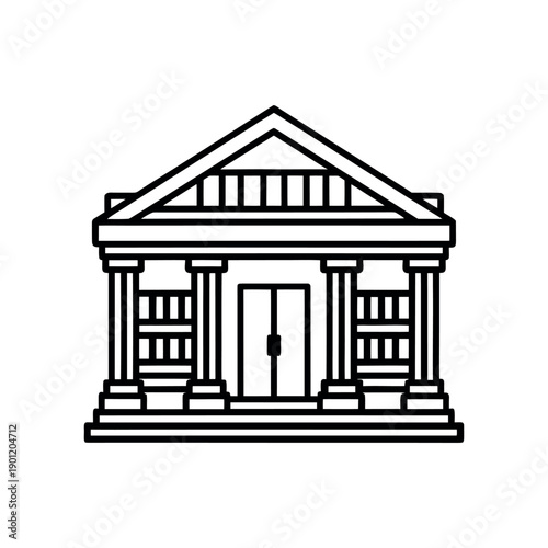 A classic neoclassical architectural building with symmetrical facade and columns