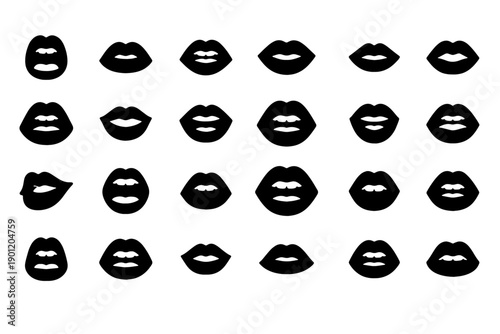 Labios Silhouette Vector Icon Sheet for Beauty, Fashion, and Makeup Design