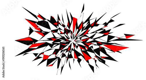Abstract Black Red Sharp Geometric Shapes.