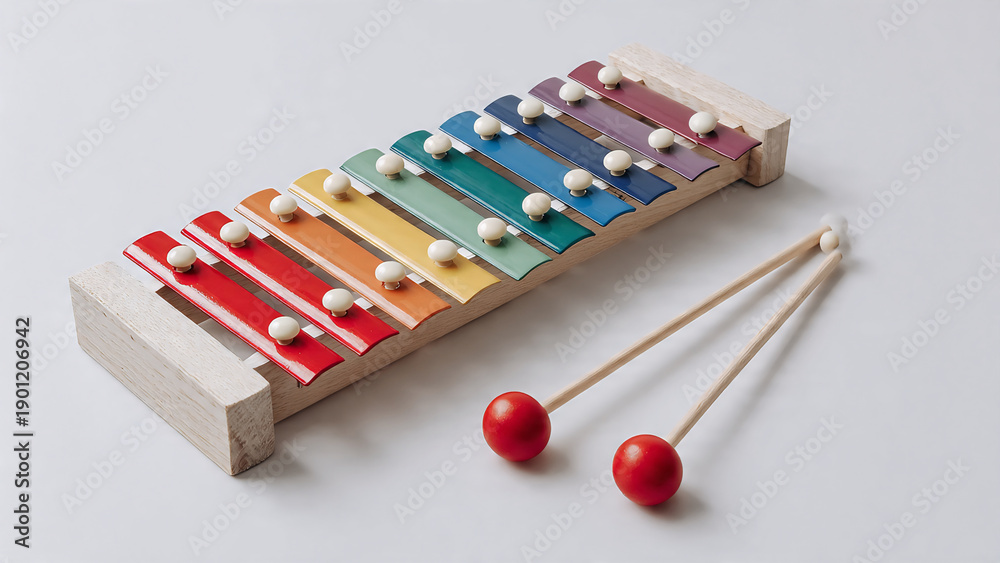 Fototapeta premium a wooden xylophone with colorful keys