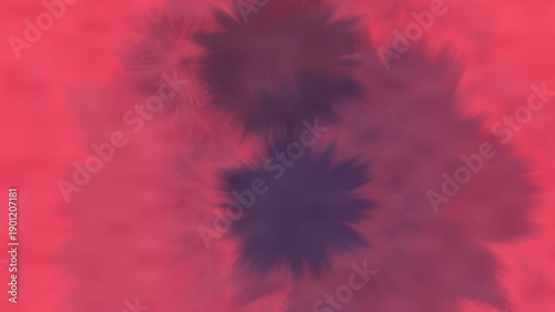 Abstract composition featuring vibrant red and purple shapes blending seamlessly