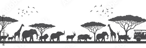 Savanna Landscape Africa Vector Silhouette