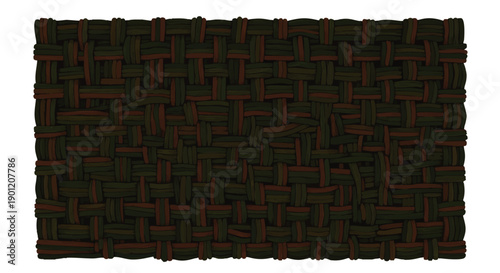 Woven Dark Green Carpet Texture Pattern.
