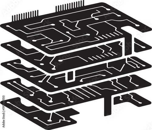 Deep Learning Layers of Artificial Intelligence vector silhouette