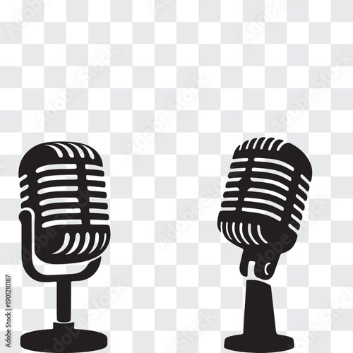 Vintage Memphis Microphone Silhouette Retro Blues and Rock