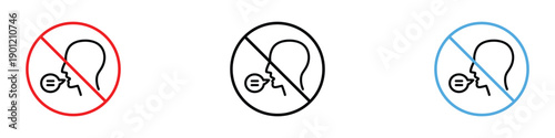 No speaking icon vector. Silent quiet zone, Prohibited talking voice symbol. Vector illustration.