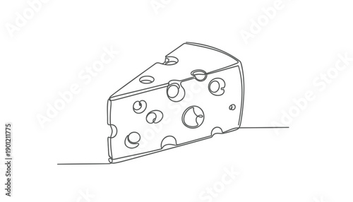 Swiss cheese wedge vector illustration, line drawing, for food or dairy mockup, isolated on transparent background, png