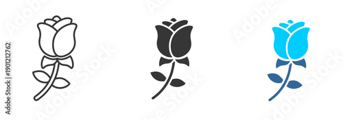 rose icon set multiple style collection	