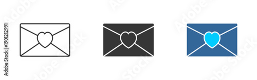 love letter  icon set multiple style collection	