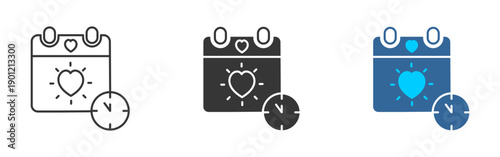  romantic calendar  icon set multiple style collection	