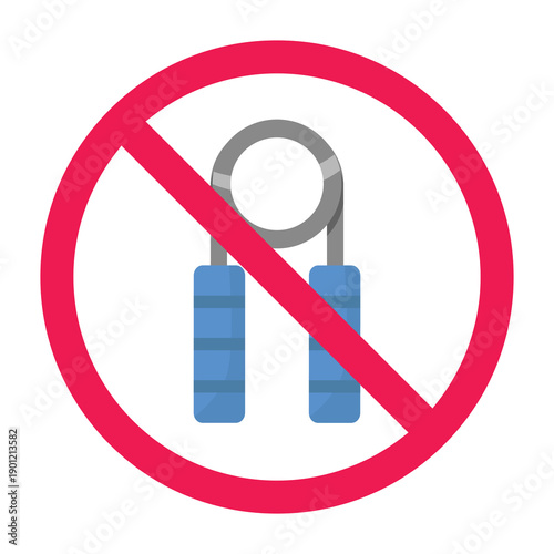 No hand gripper sign, forbidden hand grip sign, hand gripper prohibited symbol, do not use hand grip symbol, no grip strength trainer sign, vector illustration
