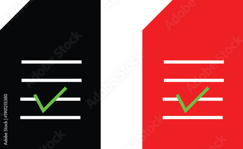 Checkmark on document style icons with transparent background