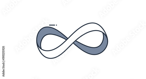 Clean line art infinity symbol icon with subtle shading, symbolizing eternity and limitless concepts for modern design projects and graphic representations