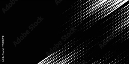 White halftone banner template design with abstract speed lines style. Halftone white color pattern with dots and grunge texture background. Pop art comic with sporty style with white and black dots