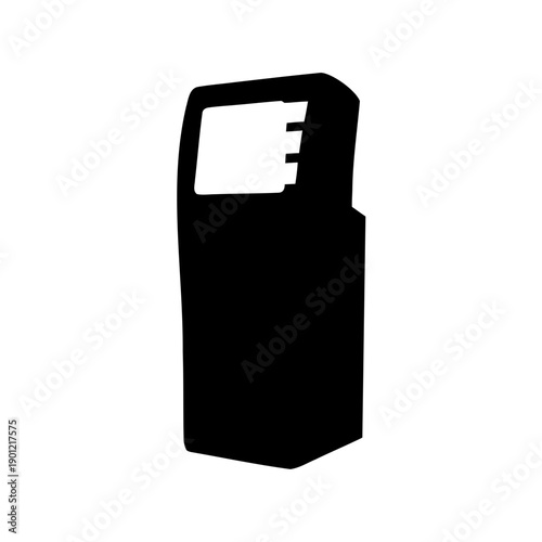 Isolated black silhouette of an ATM automated teller machine on a white background