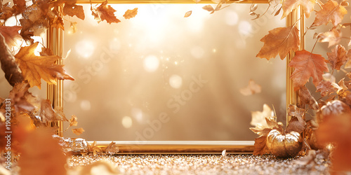 Wallpaper Mural Autumn Leaves Frame with Golden Sunlight and Soft Bokeh Background Torontodigital.ca