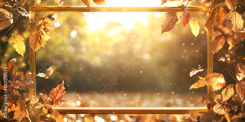 Wallpaper Mural Autumn Leaves Frame with Golden Sunlight and Soft Bokeh Background Torontodigital.ca