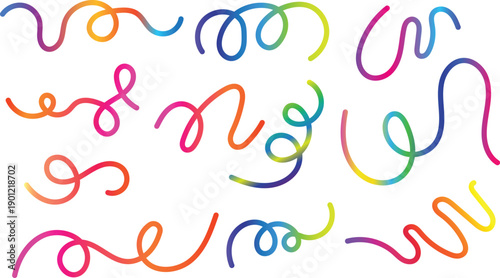 Abstract Colorful Gradient Wave Rainbow Ribbons.