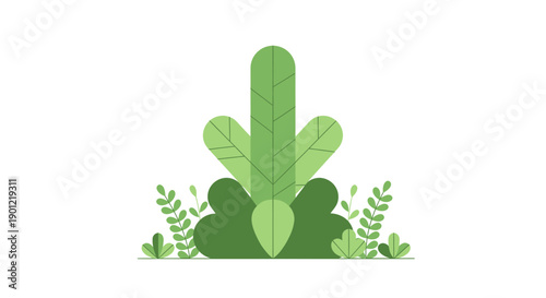 Viewing a minimalist green plant illustration with heart-shaped leaf in a clean white setting