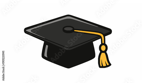 Cartoon graduation hat vector illustration isolated on white background for education celebration and student success