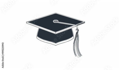 Minimal graduation cap outline vector icon isolated on white background for academic and education design