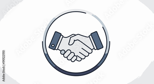 Modern minimalist handshake icon symbolizing professional business agreement, successful partnership, and mutual trust through collaboration