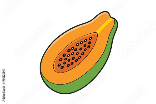 A stylized papaya fruit with orange flesh vector on a white background